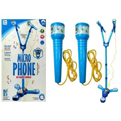 Leantoys Mikrofon Karaoke Set Blauer Ständer