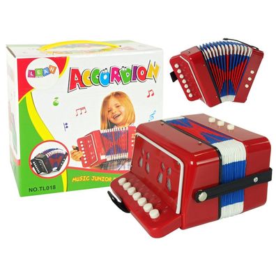 IMPORT Leantoys Akkordeon-Instrument für den kleinen Musikanten Rot