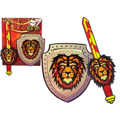 Leantoys EVA-Schaum-Ritter-Set Schwert und Schild Löwe