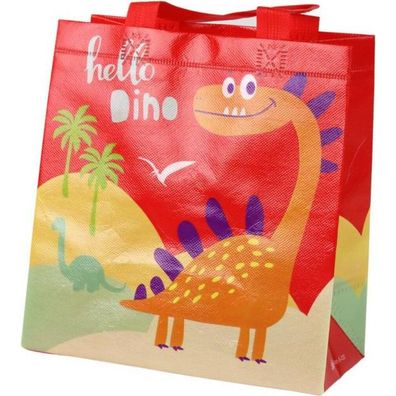 Leantoys Dinosaurier-Geschenktüte, Rot, 23 cm x 21,5 cm x 11 cm
