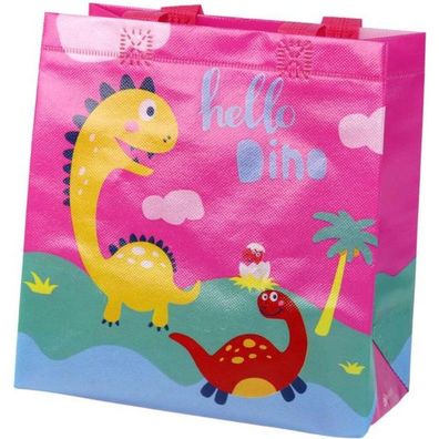 Leantoys Dinosaurier-Geschenktüte, Rosa, 23 cm x 21,5 cm x 11 cm