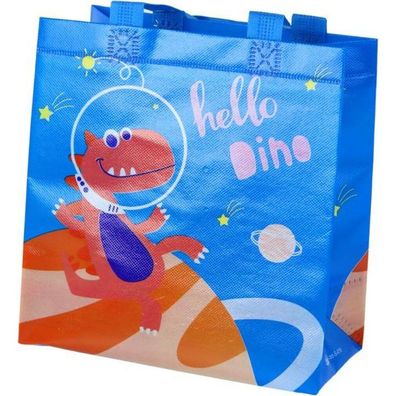 Leantoys Dinosaurier-Geschenktüte, Blau, 23 cm x 21,5 cm x 11 cm