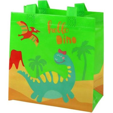 Leantoys Dinosaurier-Geschenktüte, Grün, 23 cm x 21,5 cm x 11 cm