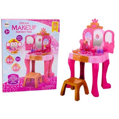 LeanToys Kinder Schminktisch mit Bewegungssensor und Zubehör Rosa