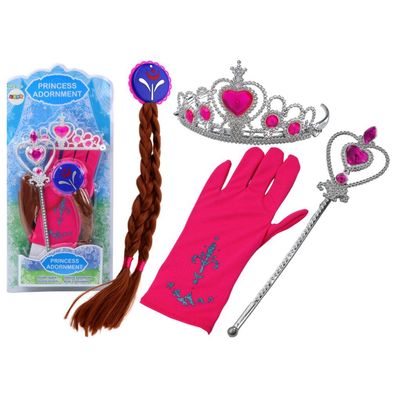 Kleine Prinzessin Zubehör Set Zauberstab Handschuh Krone Zöpfe