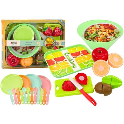 LeanToys Obst zum Schneiden Set Salatbesteck Tablett Lebensmittel 25 Teile
