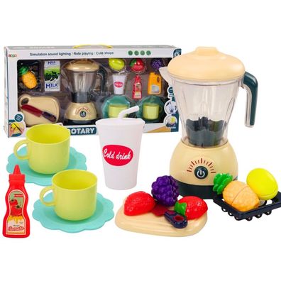 LeanToys Elektrischer Spielzeug Blender mit Obst zum Schneiden Licht und Geräusche