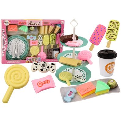 Leantoys Konditorei Café Set Süßigkeiten Figuren Kaffee Kuchen 25-tlg