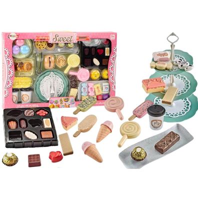 Konditorei und Café Spielset mit Süßigkeiten, Figuren, Kaffee und Kuchen, 50 Teile
