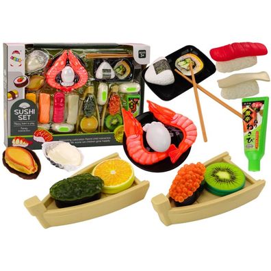 LeanToys Sushi-Spielset für Kinder mit Zubehör und Garnelen, 24-teilig