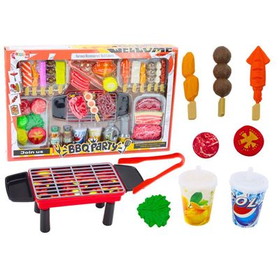 LeanToys Grillparty Spielset mit Speisen, Getränken und Gemüse, 40 Teile