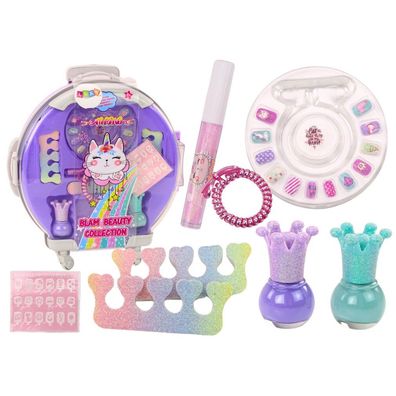LeanToys Kosmetikset im Koffer für Nägel und Make-up, lila, 9-teilig