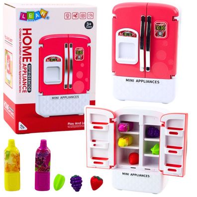 Lean Toys Kinderspielzeug Kühlschrank Fruchtsaft Lichter Geräusche Rosa