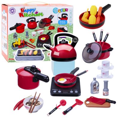 Lean Toys Kochgeschirr Set Lebensmittel Kochfeld Batterie Zubehör 36El