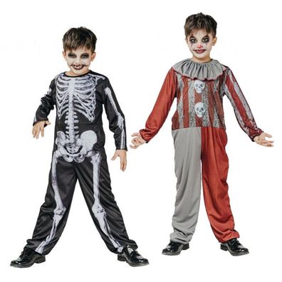 Skeleton Wende Skelett und Clown Kostüm 130/140 cm