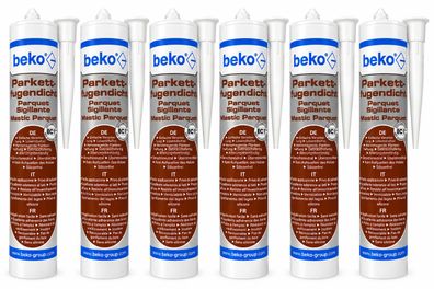 6x Beko Parkettfugendicht Eiche kalk weiß Parkett Laminat Dichtmasse Fuge 310ml