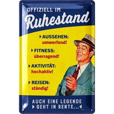 LANOLU Blechschild Ruhestand Offiziell 20x30cm Rente Ruhestand Geschenk Deko