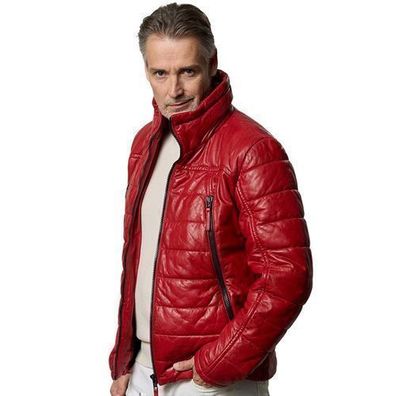 Jilani - Herren Lederjacke Steppjacke Lammnappa rot