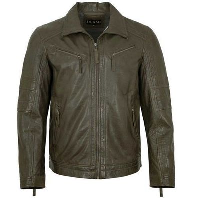 Jilani - Herren Lederjacke Lammnappa dark olive