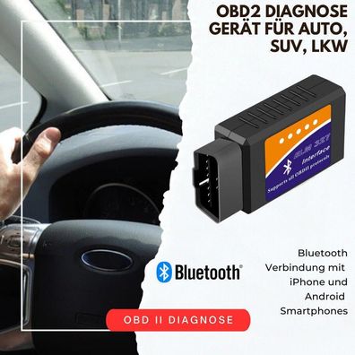 OBD2 Diagnosegerät Bluetooth Adapter Stecker Scanner Auto für Android + iPhone G