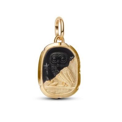 Bead - Vergoldet - Eule Medaillon-Charm