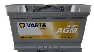 Autobatterie VARTA A6 AGM 80AH 800A 12V START STOP 580901080J382 315x175x190
