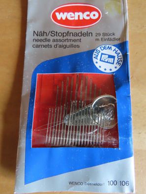 ein Päckchen Pähnadeln Stopfnadeln 29 Stück + Einfädler Wenco