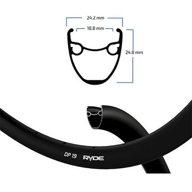 Felge DP 19 19-622 Disc, Ryde, schwarz, 28 Loch, VL=6,5, Ryd