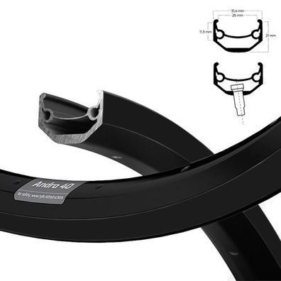 Felge ANDRA 40 25-622 Disc, schwarz, 32Loch, VL=8,5, Ryde, 600330