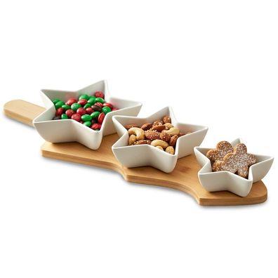 Porzellan-Snackschalen auf einem Tablett, 4 Stück