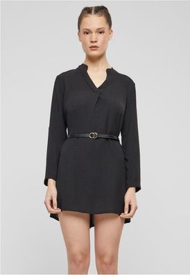 Cloud5ive Damen Kleid Longform Musselin Turn-Up Shirt mit Gürtel 5126CL5