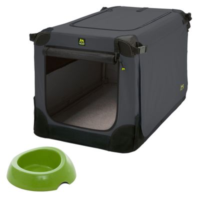 Maelson Soft Kennel anthrazit + Biod Bowl - Transportbox und Futternapf für Hunde