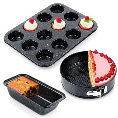 Set aus Backformen, Muffinform, Kuchenform, 3-teilig