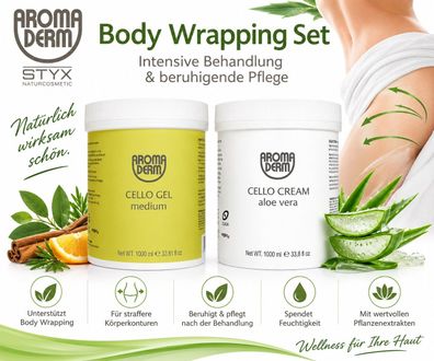 STYX Aroma Derm Cello Gel Medium + Aloe Vera 2x 1L Body Wrapping Profi Set