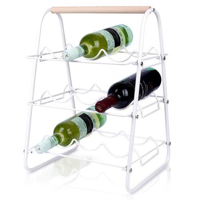 Weinregal aus weißem Metall für 9 Flaschen, 33 x 29 x 46 cm