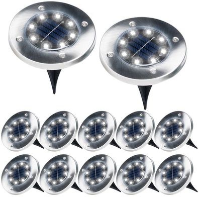 Solarbetriebene LED-Gartenleuchten, Stahl, zum Einschrauben, 11,5 cm, 12 Stück
