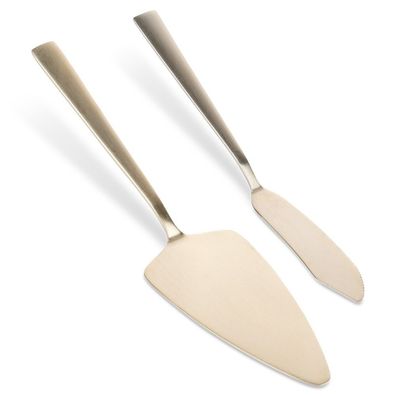 Kuchenspatel und -messer aus Goldstahl, 2 Stück