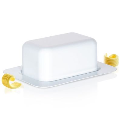 Butterdose aus weißem Stahl