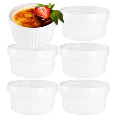 Keramik-Backschüsseln, weiß, 6 Stück, 170 ml