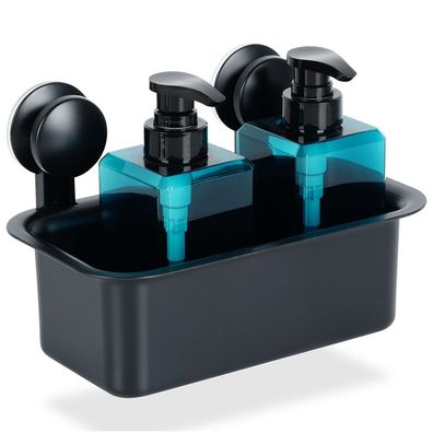 Schwarze Duschablage mit Saugnapf, 23,5 x 13,5 x 15 cm
