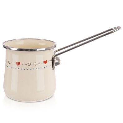 TONCA Kaffeekanne aus cremefarbenem Emaille, 600 ml