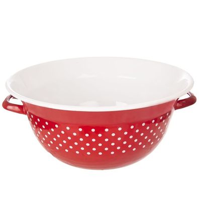TECKA rote emaillierte Küchenschüssel mit Polka-Dots, 34 cm, 9 l
