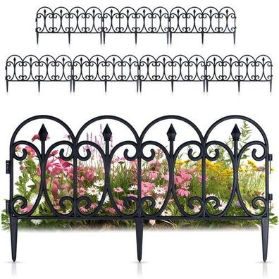 Schwarzer Gartenzaun 60x33 cm 8 Stück