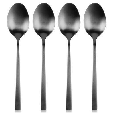 Schwarze Teelöffel aus Stahl, 4 Stück