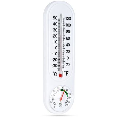 Thermometer mit Hygrometer, weiß, 22 cm