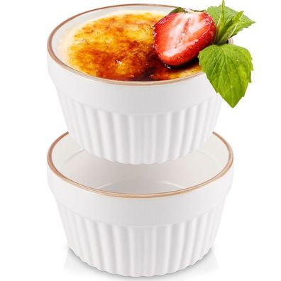 Weiße Porzellan-Backschüsseln 9 cm, 170 ml 2 Stück