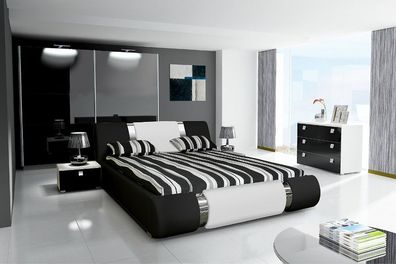 Komplett Schlafzimmer Novalis II Hochglanz schwarz