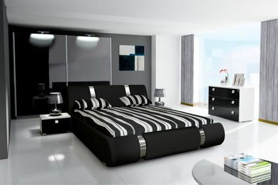 Schlafzimmer Komplett Novalis II Hochglanz schwarz