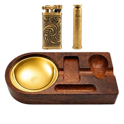 Passatore Pfeifenzubehörset aus Holz mit goldenen Details und Zubehör
