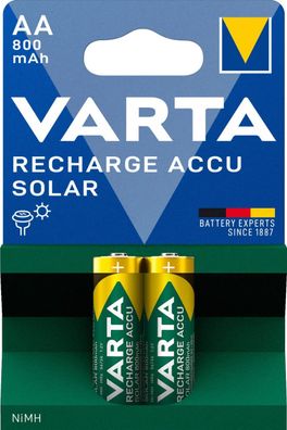 Varta Solar Rechargeable Nickel Metallhydrid Akku AA Mignon/HR6 800mA 1,2V (2er Blist